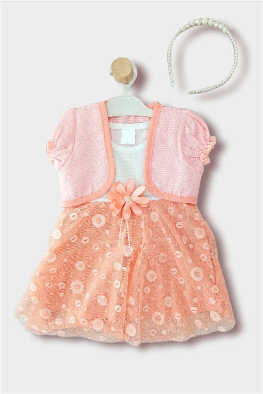 1-3 Yaş Kız Çocuk Taçlı Bolerolu Tül Etekli Elbise