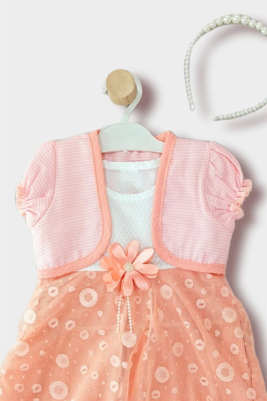 1-3 Yaş Kız Çocuk Taçlı Bolerolu Tül Etekli Elbise