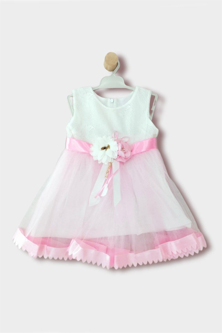 1-4 Yaş Kız Çocuk Kurdeleli Tül Etekli Elbise