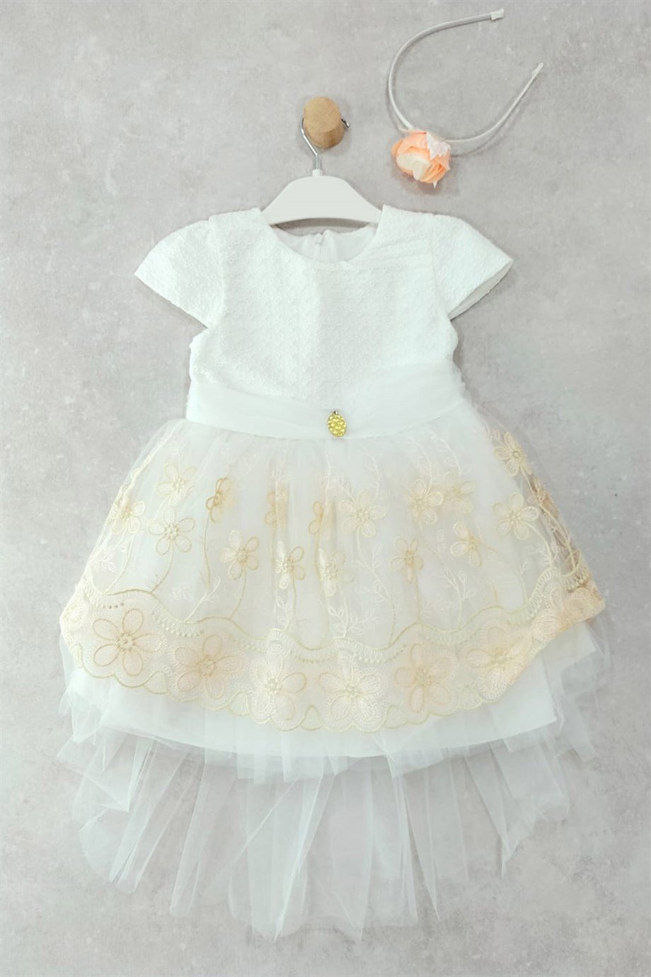 1-4 Yaş Kız Çocuk Taçlı Tül Etekli Elbise