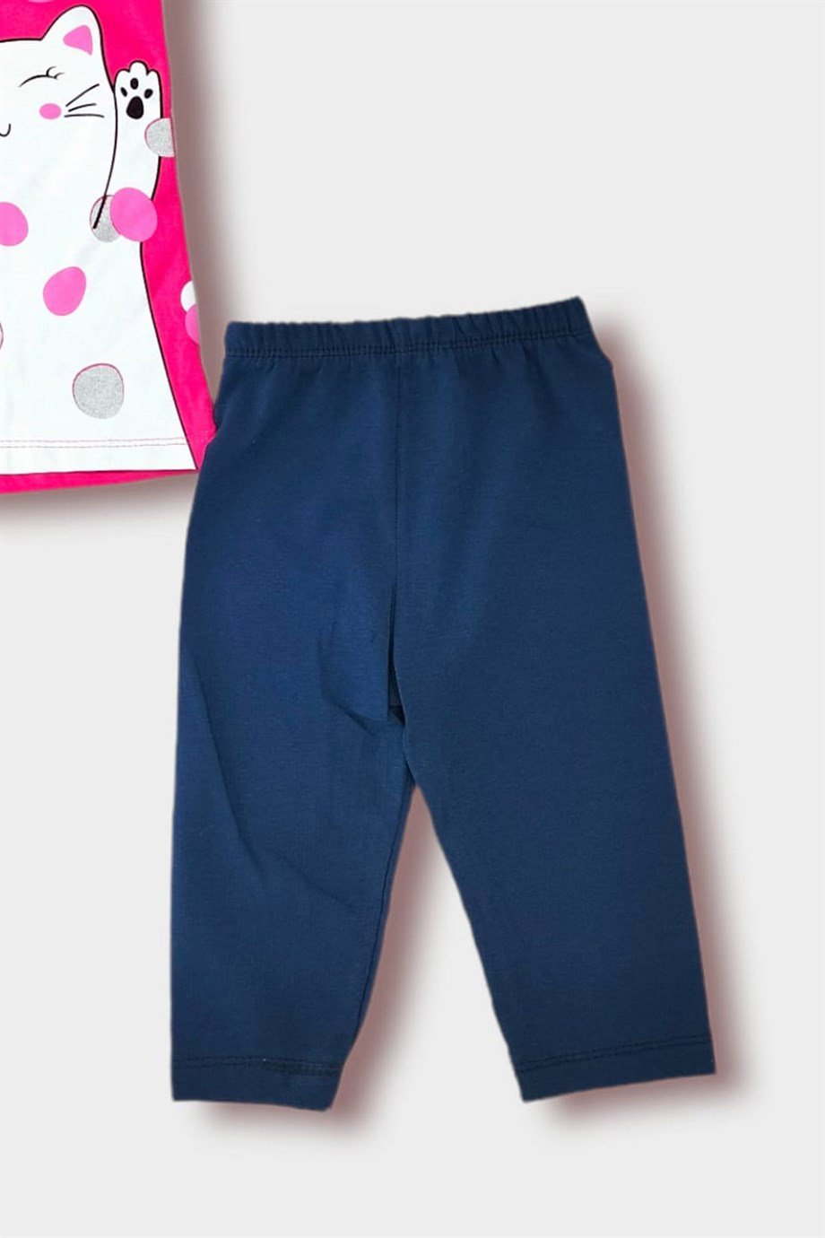 3-6 Yaş Kız Çocuk Kedi Desenli İkili Takım