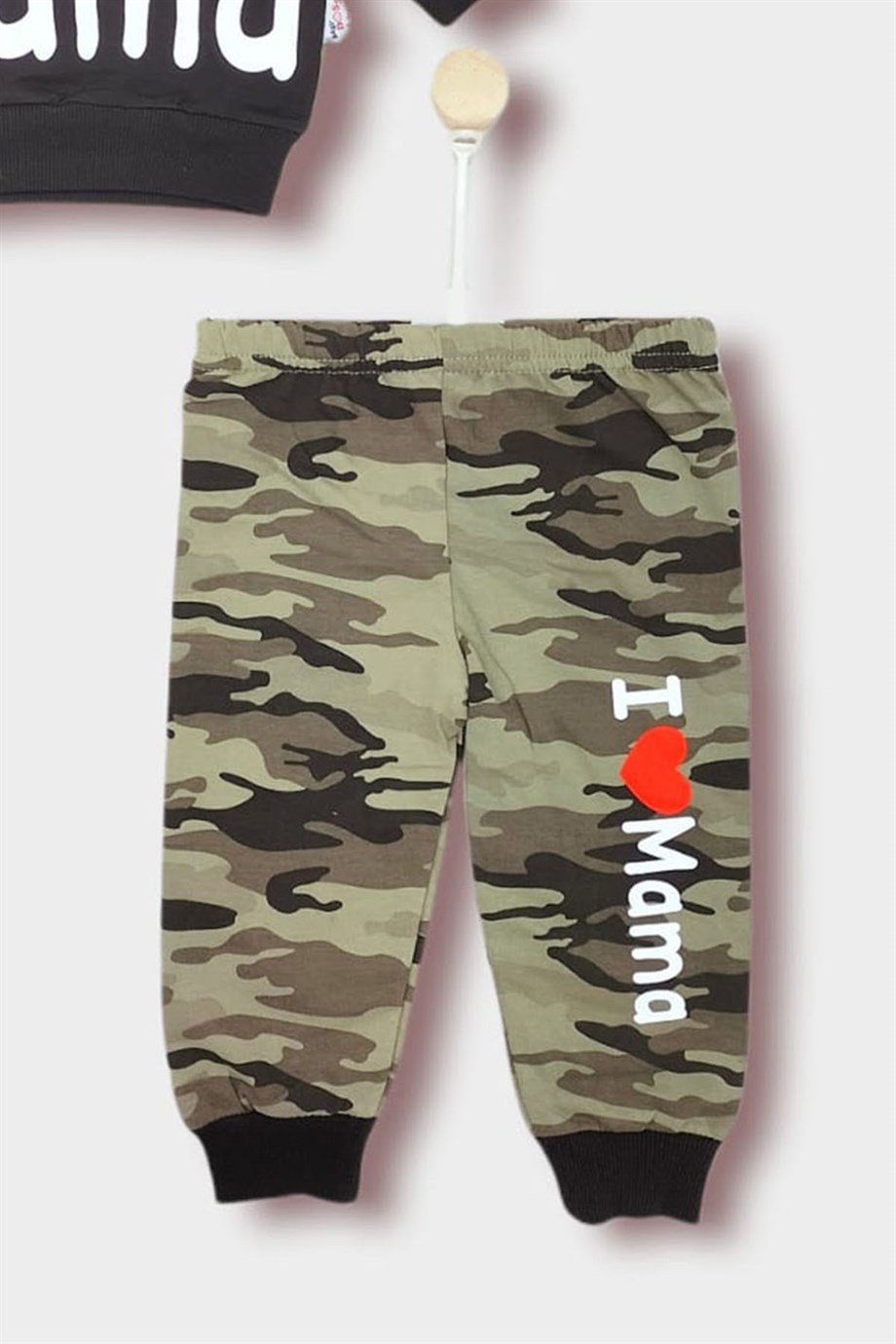 6-24 Ay Erkek Bebek Kamuflaj Desenli Uzun Kollu Kapüşonlu İkili Takım