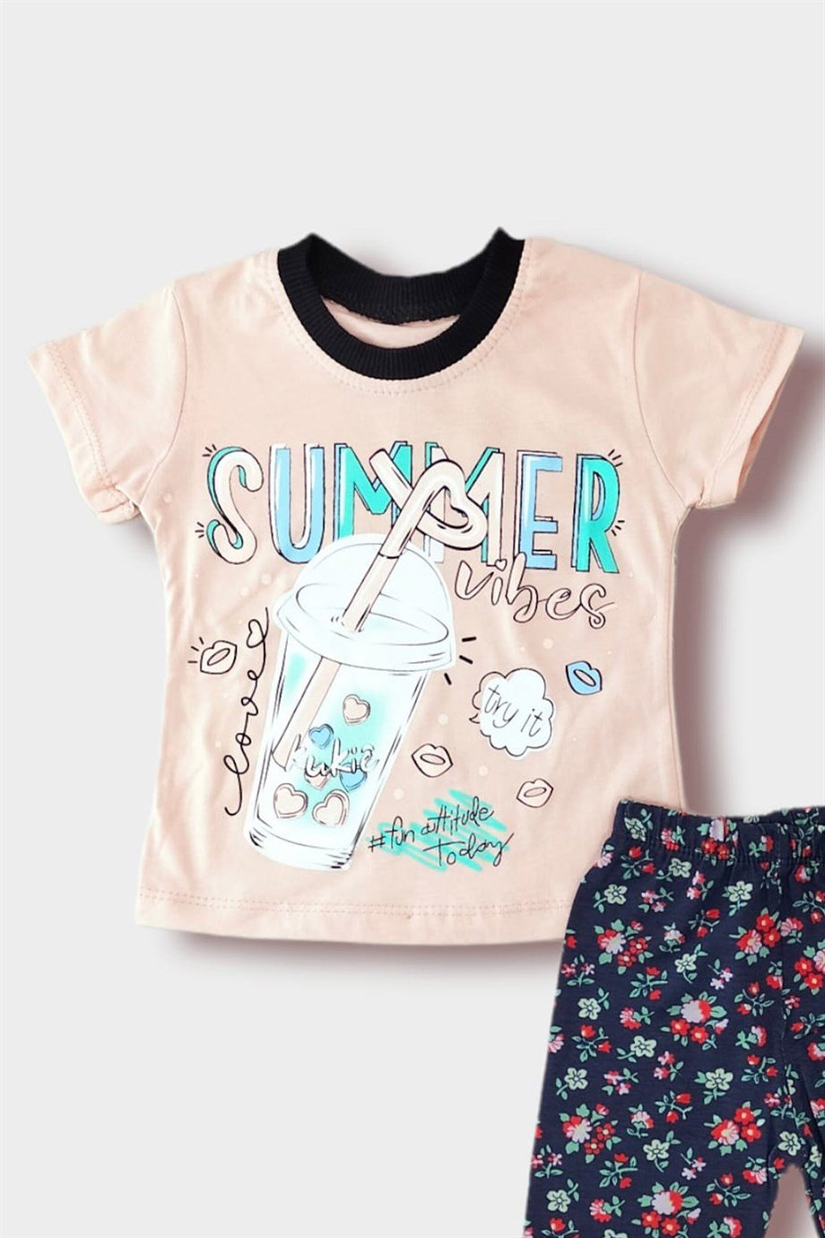 9-24 Ay Kız Bebek Yazlık Kısa kollu İkili Takım