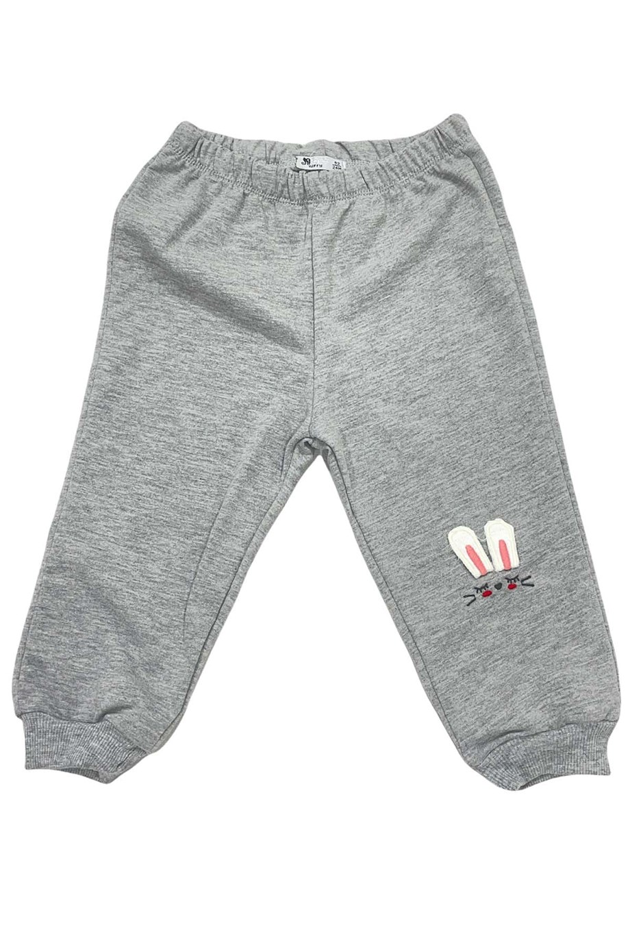 Erkek Bebek Gri Tavşancık Detaylı Pamuklu Uzun Kollu İkili Takım