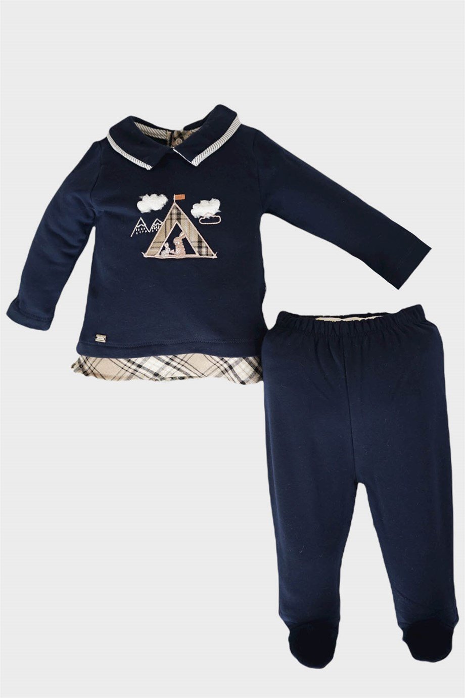 Erkek Bebek Pamuklu Uzun Kollu Çıtçıtlı Takım
