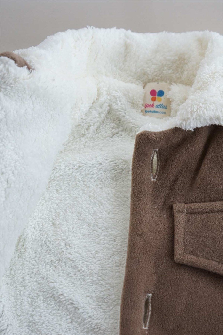 Erkek Çocuk Kahverengi Peluş Doğal Mont  