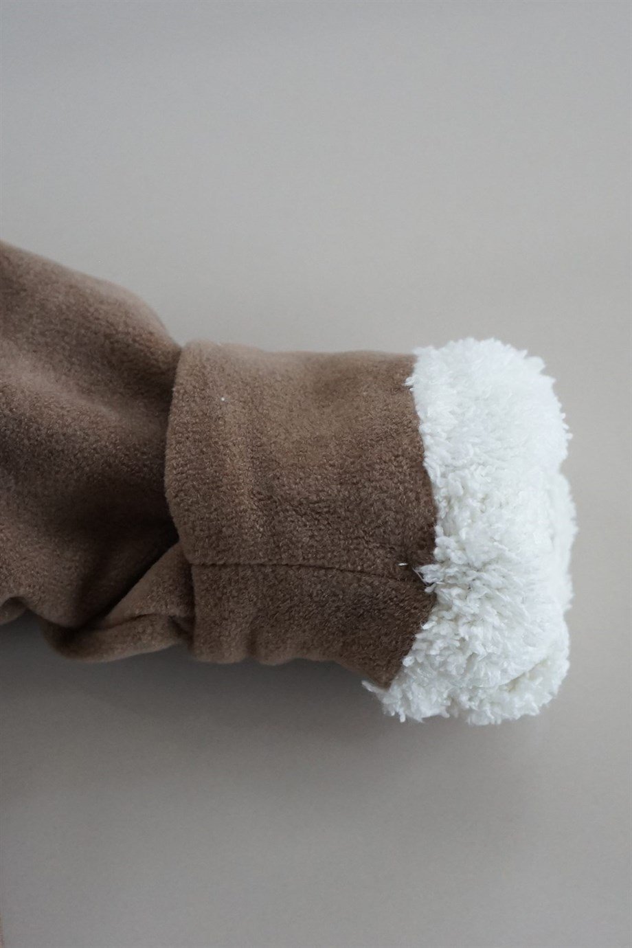Erkek Çocuk Kahverengi Peluş Doğal Mont  