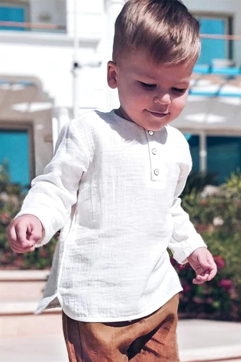 Erkek Kız Bebek Uzun Kollu Müslin İkili Çocuk Takımı