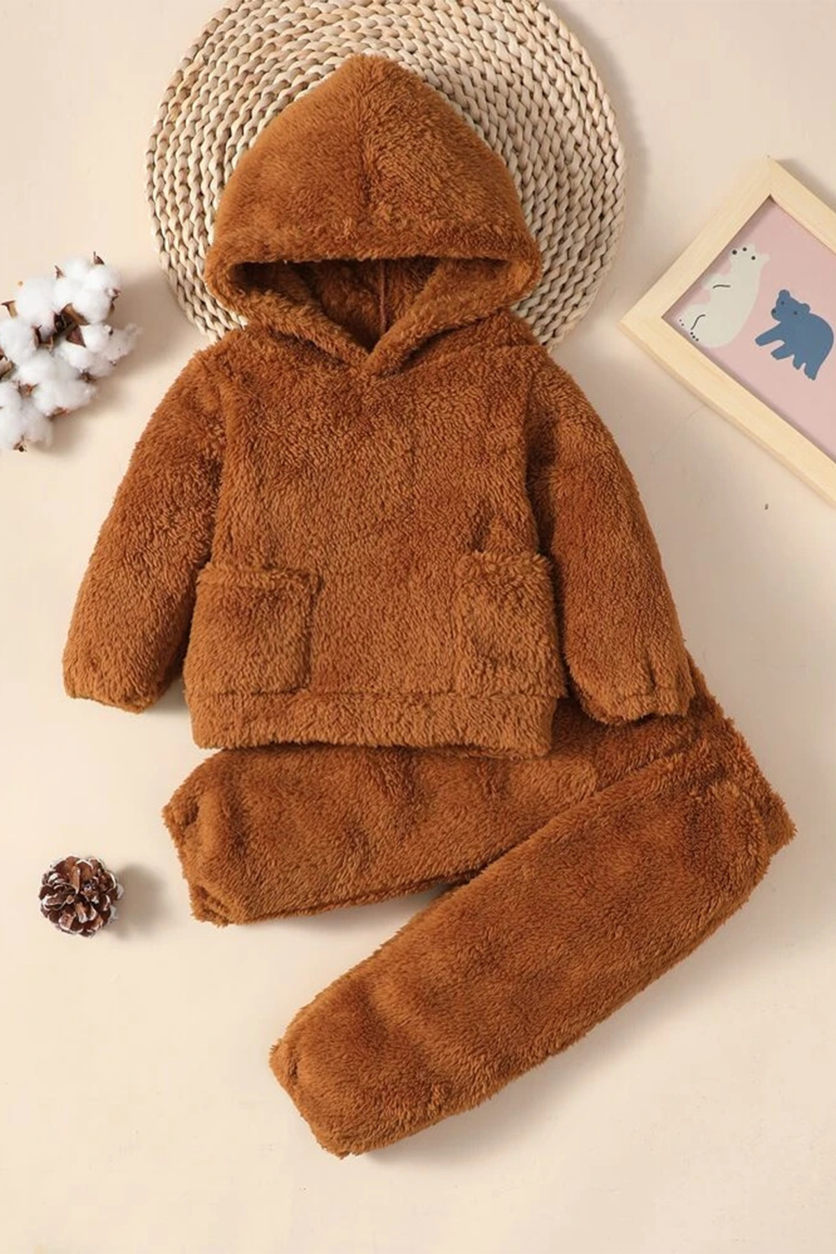 Erkek Kız Bebek ve Çocuk Peluş Cepli İkili Takım