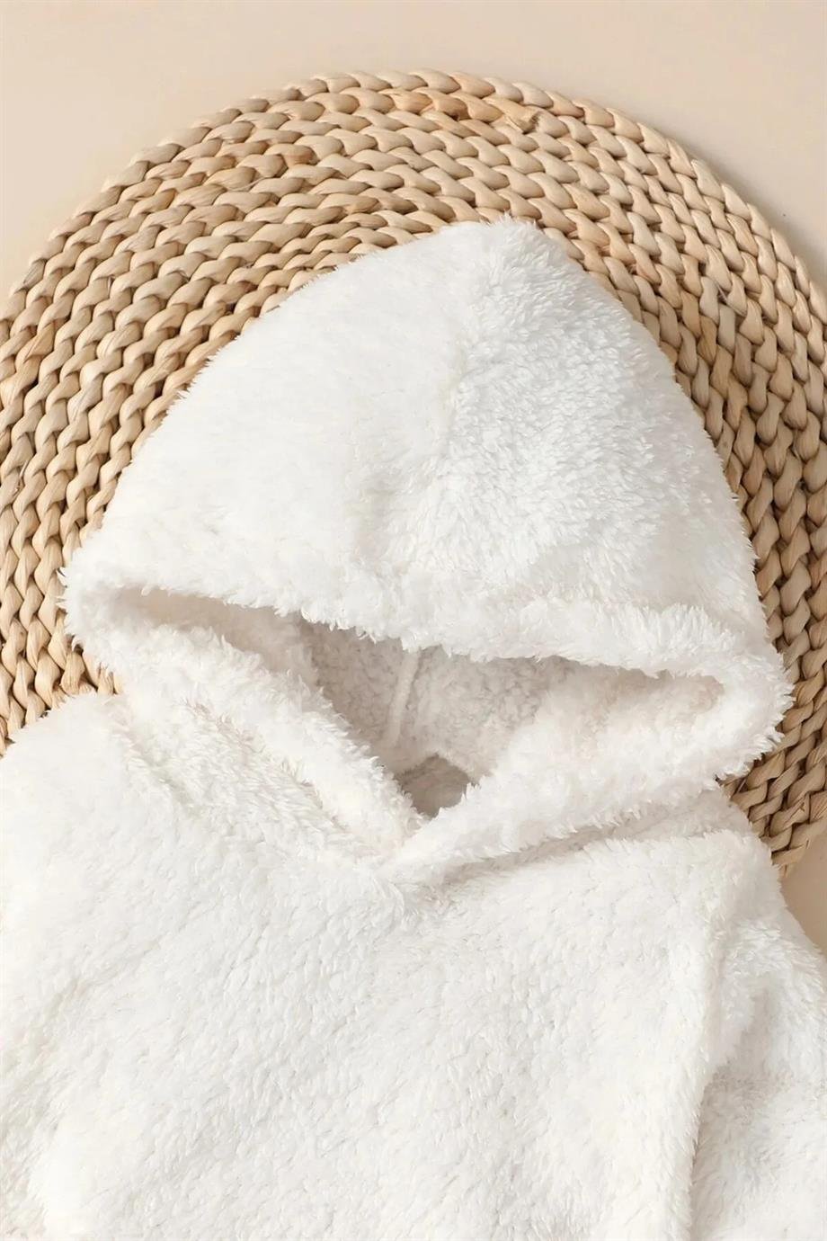 Erkek Kız Bebek ve Çocuk Pofuduk Fermuarsız Uzun Kollu Takım