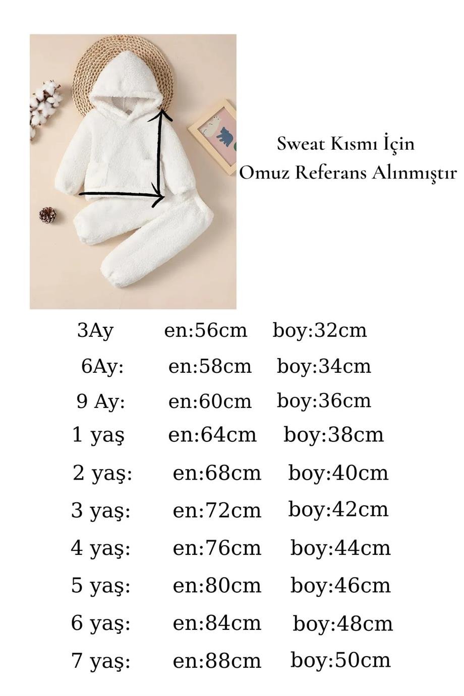 Erkek Kız Bebek ve Çocuk Pofuduk Fermuarsız Uzun Kollu Takım