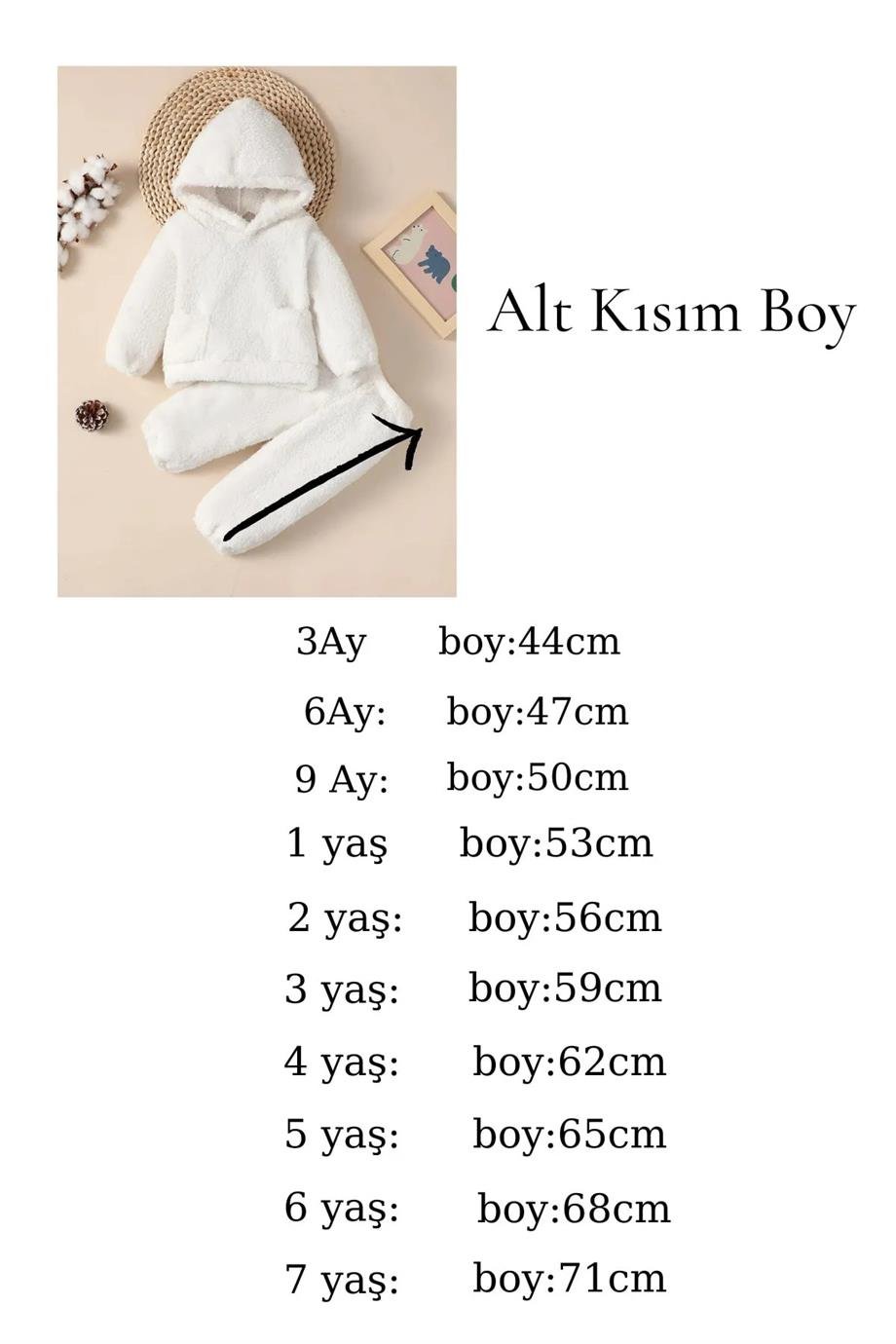 Erkek Kız Bebek ve Çocuk Pofuduk Fermuarsız Uzun Kollu Takım