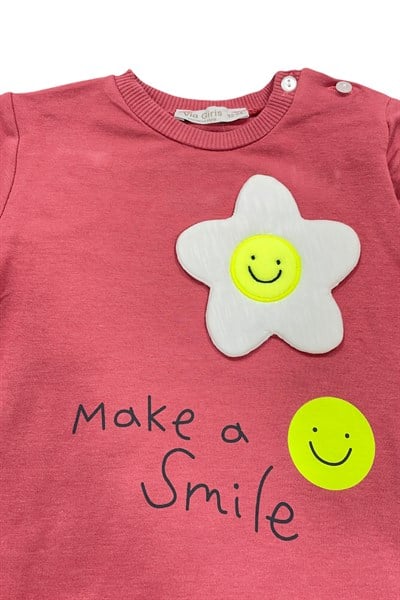 Kız Bebek Fırfırlı Uzun Kollu Pamuklu Yıldız Desenli İkili Takım