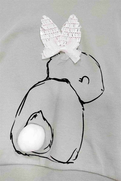 Kız Bebek Mint Yeşil Pullu Tavşancık Desenli İkili Takım