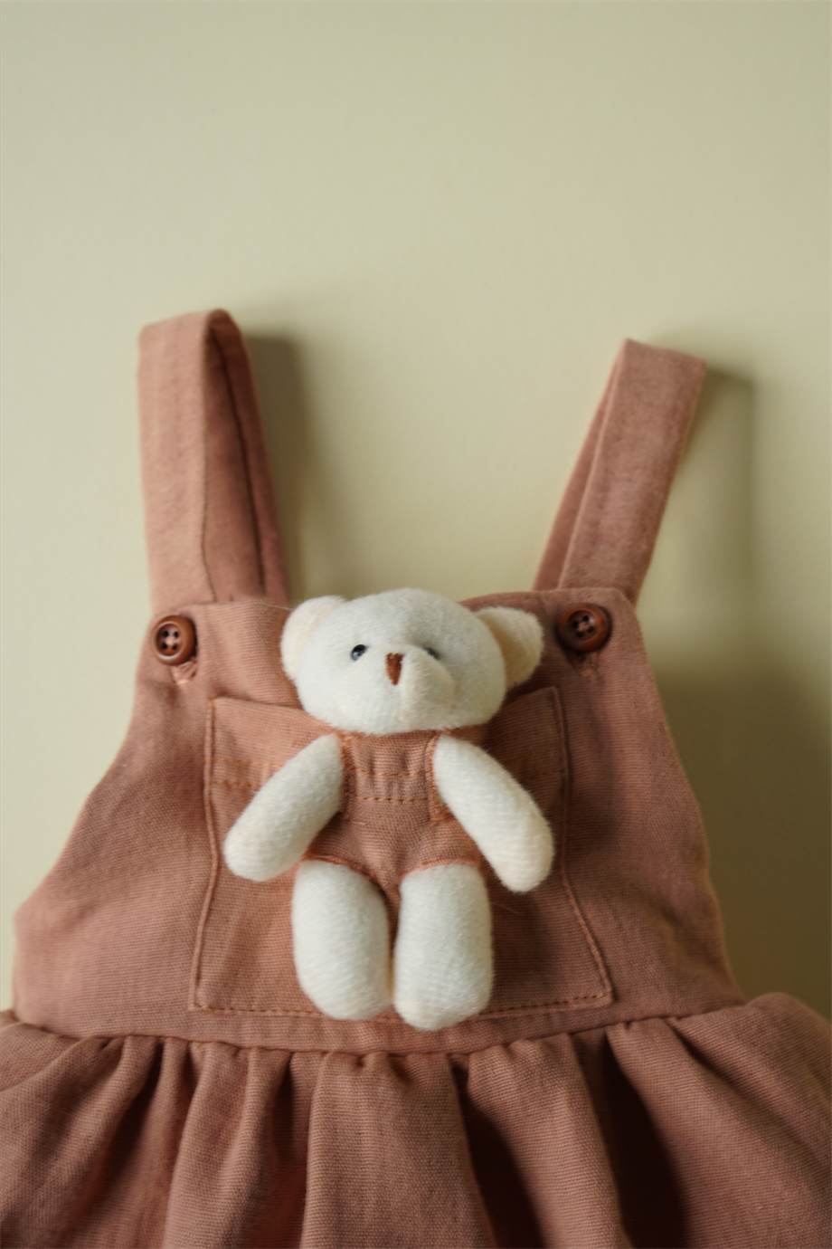 Kız Bebek Oyuncak Ayıcıklı Müslin Etekli Salopet