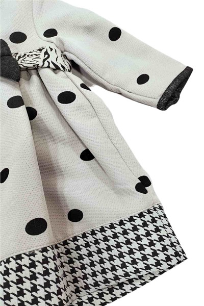 Kız Bebek Puantiyeli Fiyonklu Şapkalı Elbise