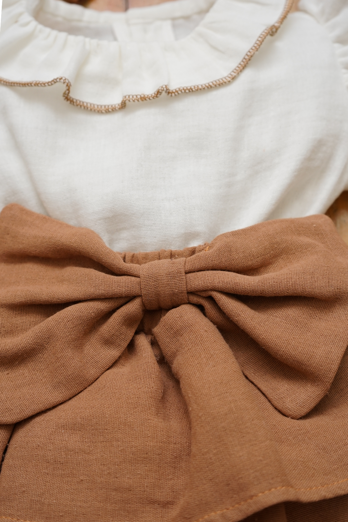 Kız Bebek Ve Çocuk Bandanalı Fiyonklu Müslin Elbise