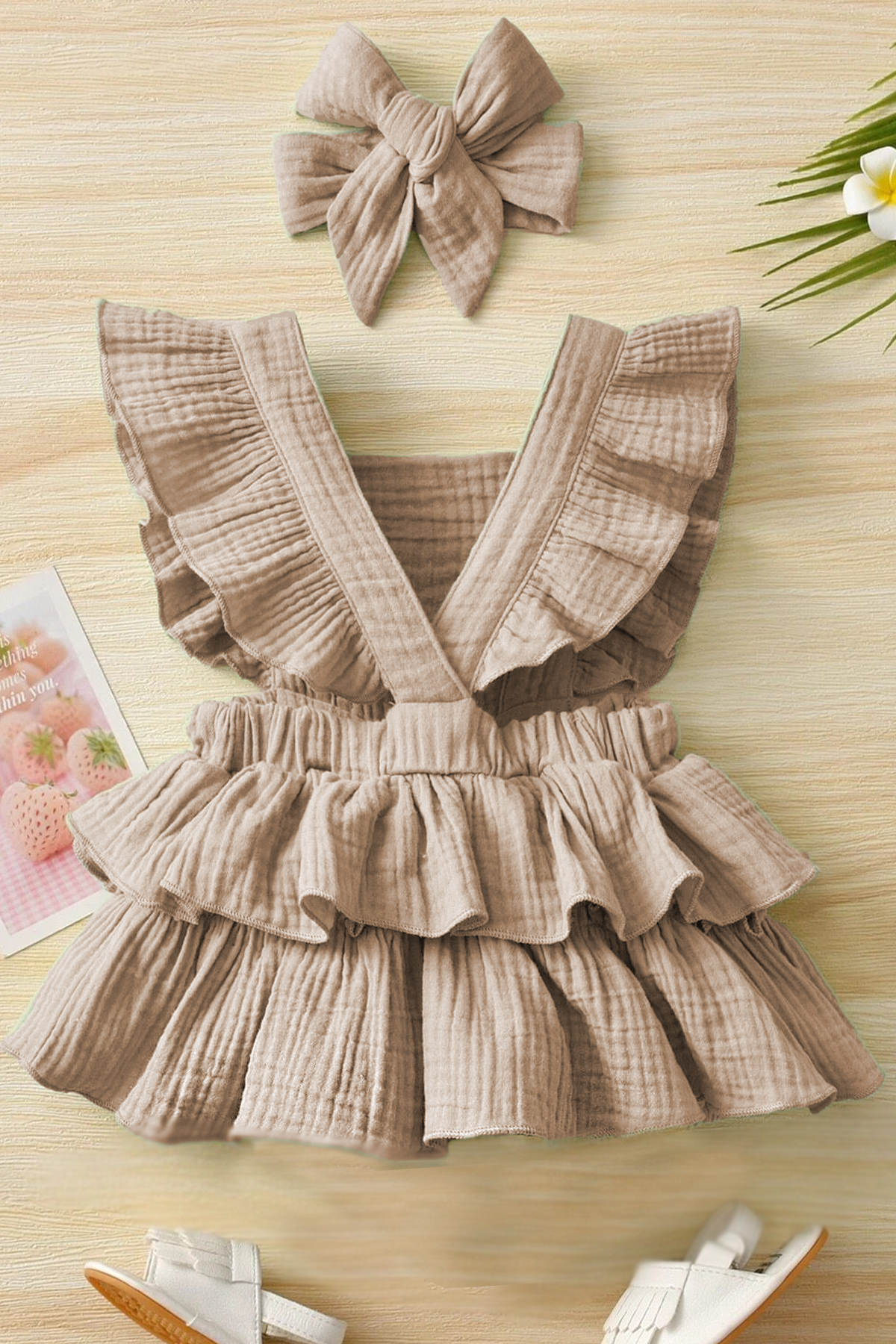 Kız Bebek Ve Çocuk Fırfırlı Kolsuz Müslin Elbise