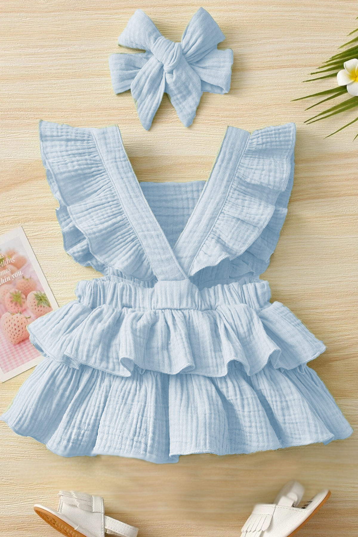 Kız Bebek Ve Çocuk Fırfırlı Kolsuz Müslin Elbise