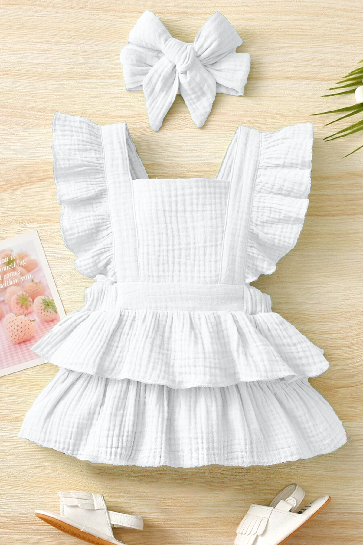 Kız Bebek Ve Çocuk Fırfırlı Kolsuz Müslin Elbise