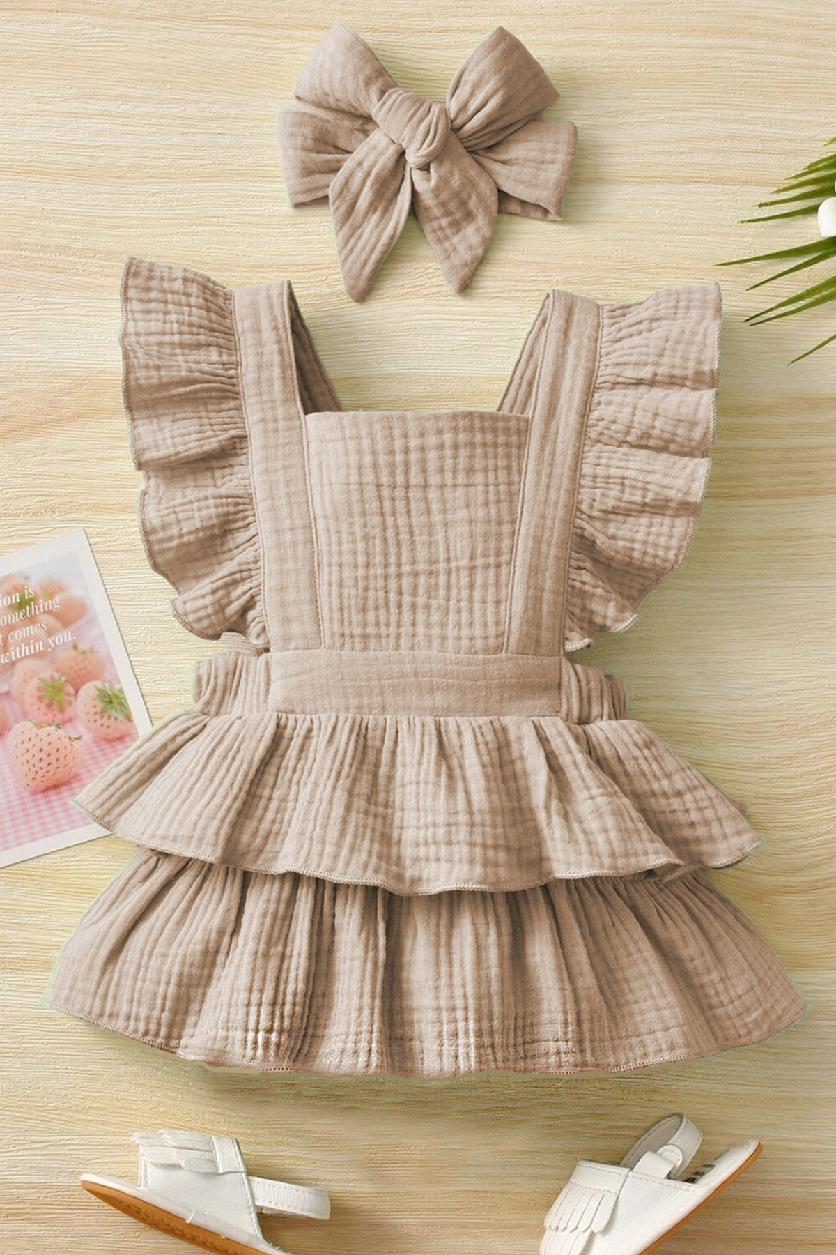 Kız Bebek Ve Çocuk Fırfırlı Kolsuz Müslin Elbise