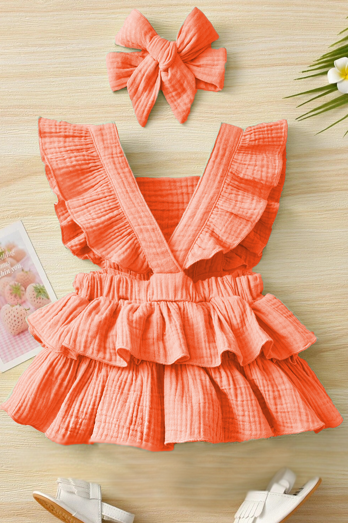 Kız Bebek Ve Çocuk Fırfırlı Kolsuz Müslin Elbise