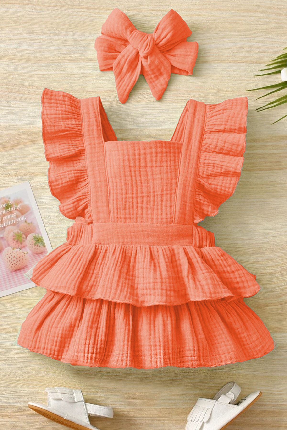 Kız Bebek Ve Çocuk Fırfırlı Kolsuz Müslin Elbise