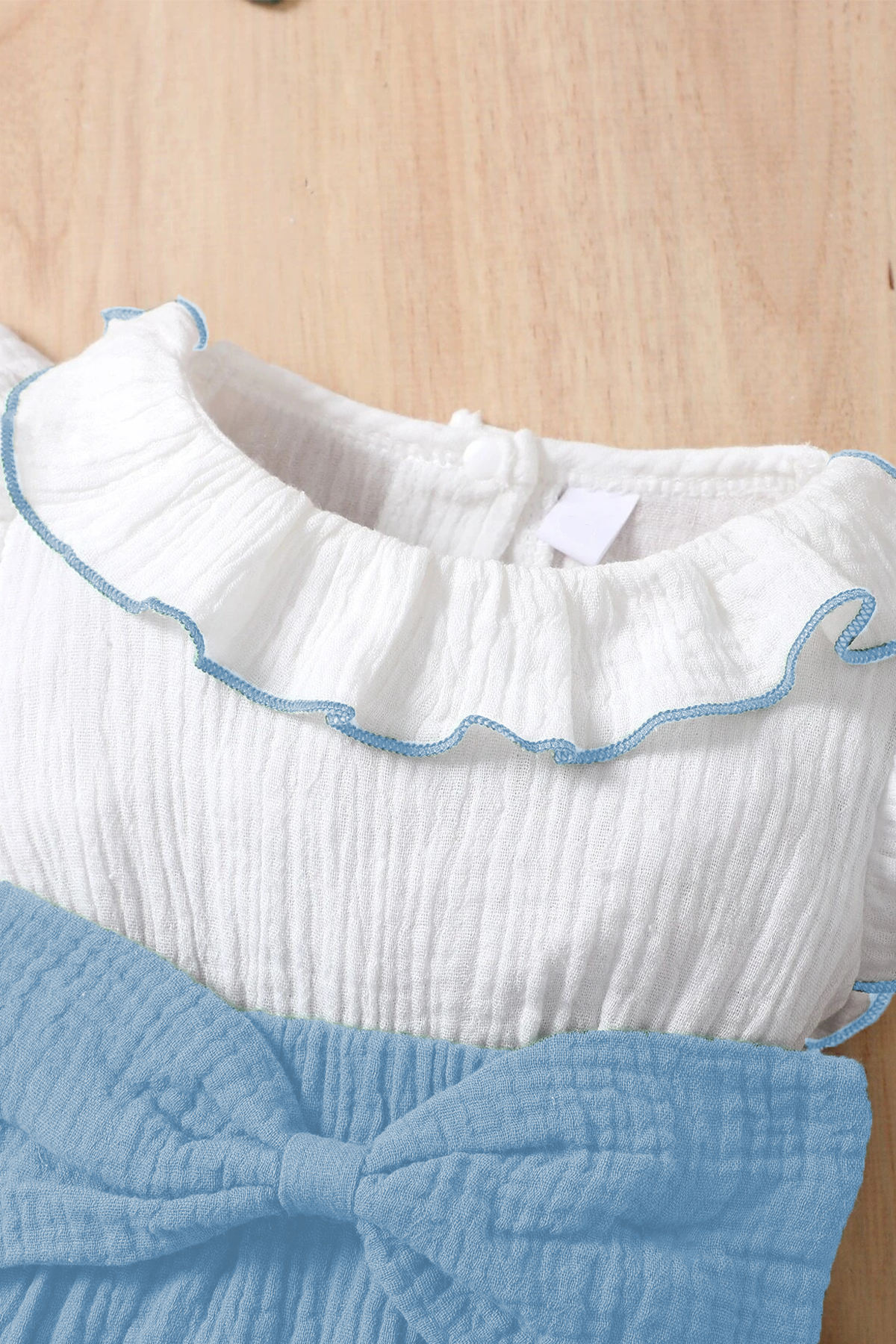 Kız Bebek Ve Çocuk Fiyonklu Fırfırlı Kolsuz Müslin Tulum