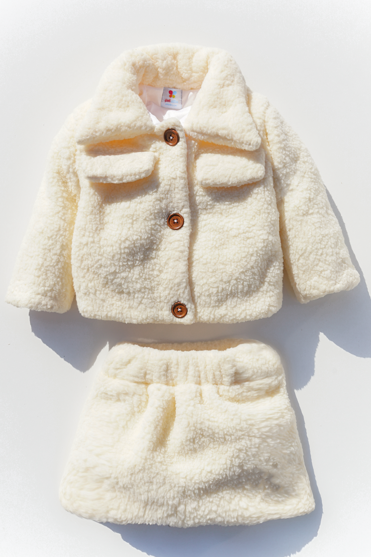 Kız Bebek Ve Çocuk Müslin Astarlı Peluş Etekli Takım