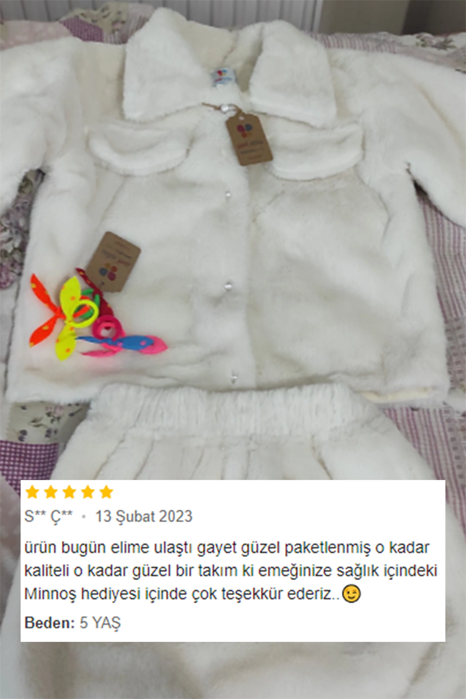 Kız Bebek ve Çocuk Peluş Kumaş Etekli Takım