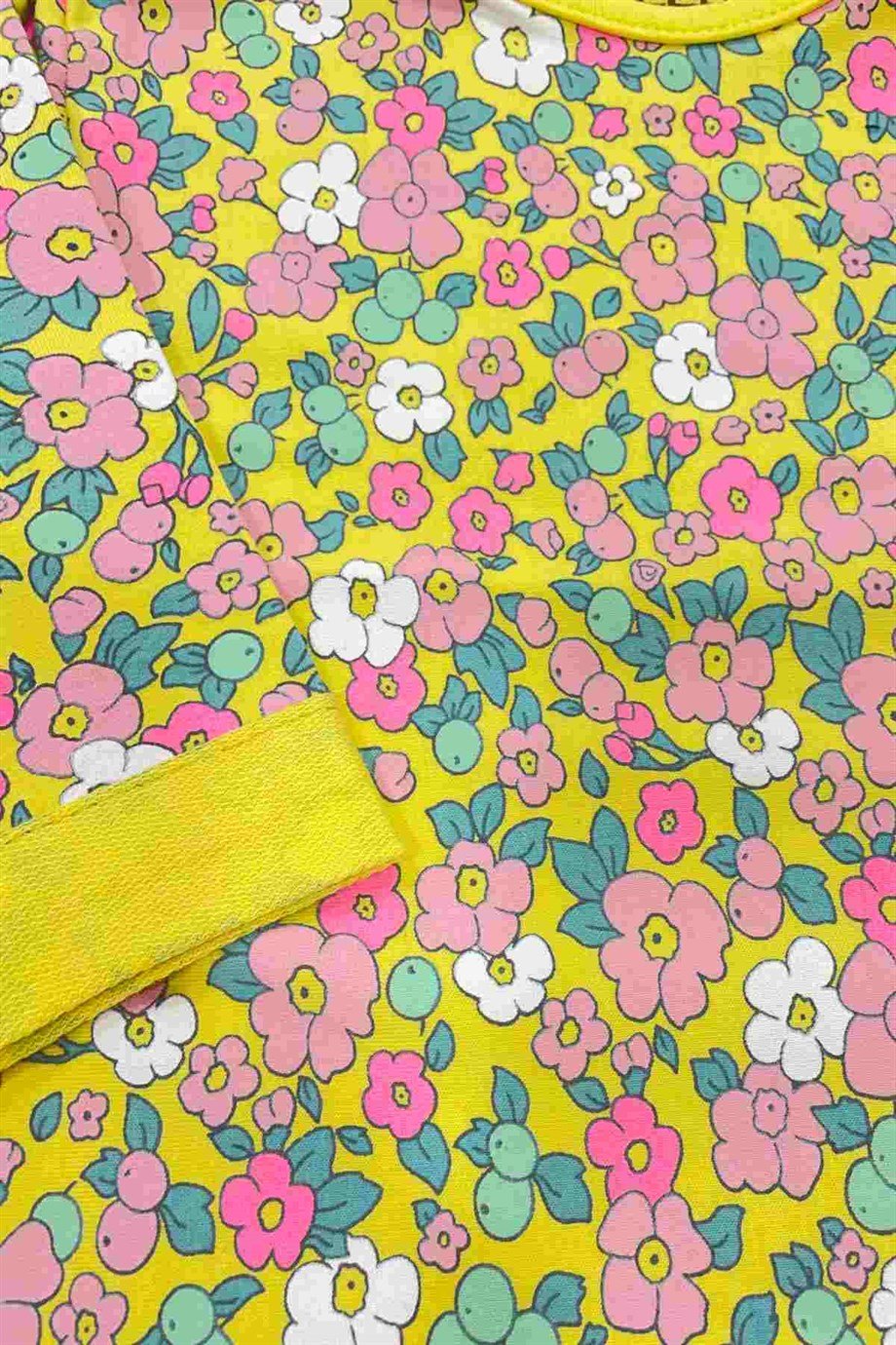 Kız Çocuk Çiçek Detaylı Safran Renkli Sweatshirt