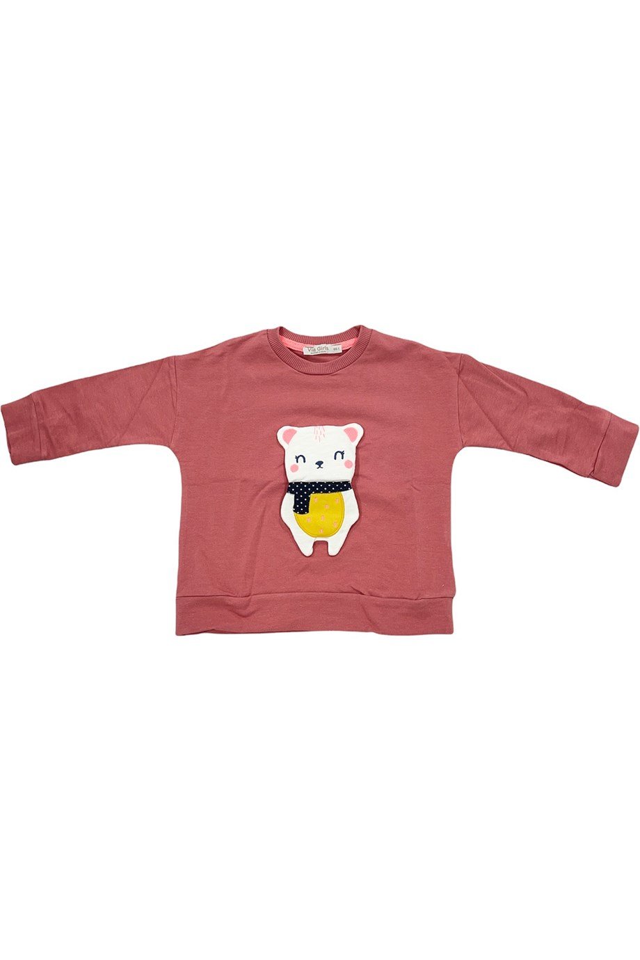 Kız Çocuk Fuşya Sevimli Ayıcık Desenli Sweatshirt