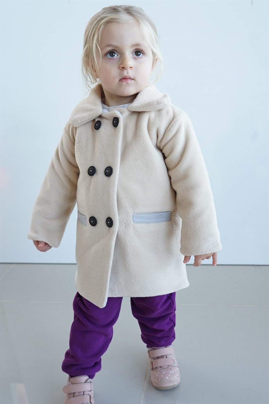 Kız Çocuk Yüzde Yüz Pamuk Terletmez Dört Katlı Müslin Astar Dışı Polar Kaban