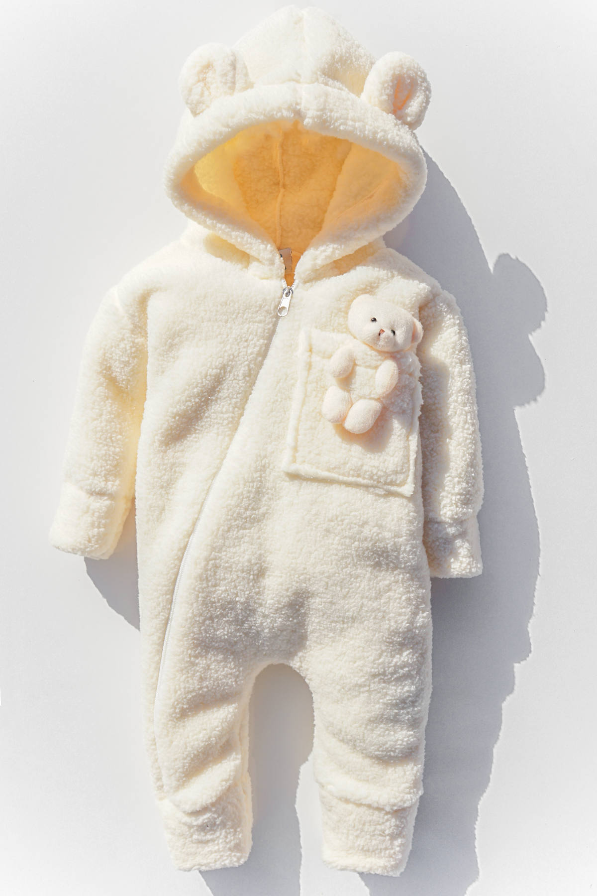 Kız Erkek Bebek Ve Çocuk Kapüşonlu Ayıcıklı Peluş Tulum