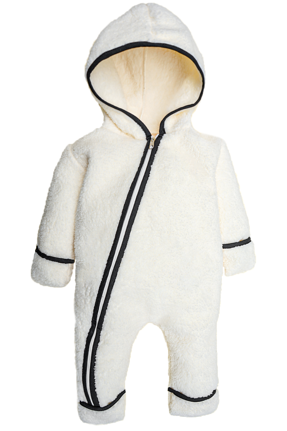 Kız Erkek Bebek Ve Çocuk Kapüşonlu Biyeli Peluş Tulum