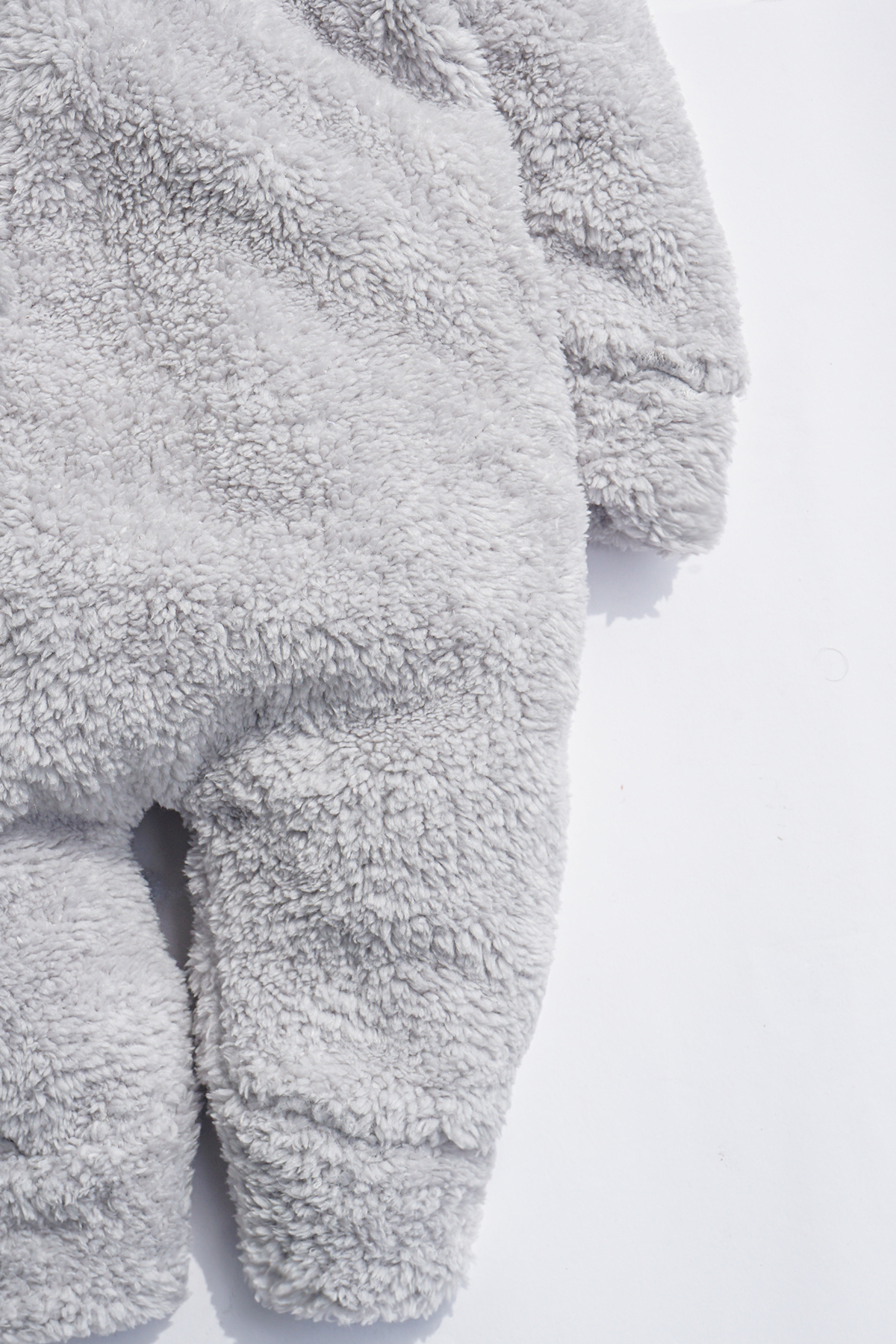 Kız Erkek Bebek Ve Çocuk Kapüşonlu Gri Peluş Tulum