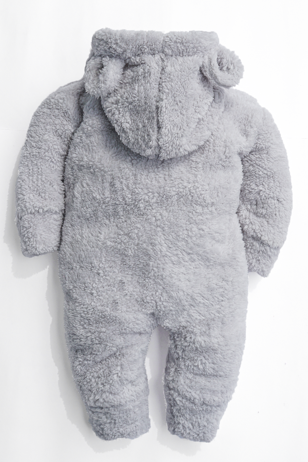 Kız Erkek Bebek Ve Çocuk Kapüşonlu Gri Peluş Tulum