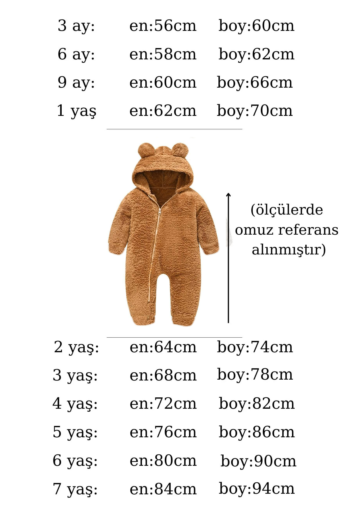 Kız Erkek Bebek Ve Çocuk Kapüşonlu Peluş Ayıcık Tulum