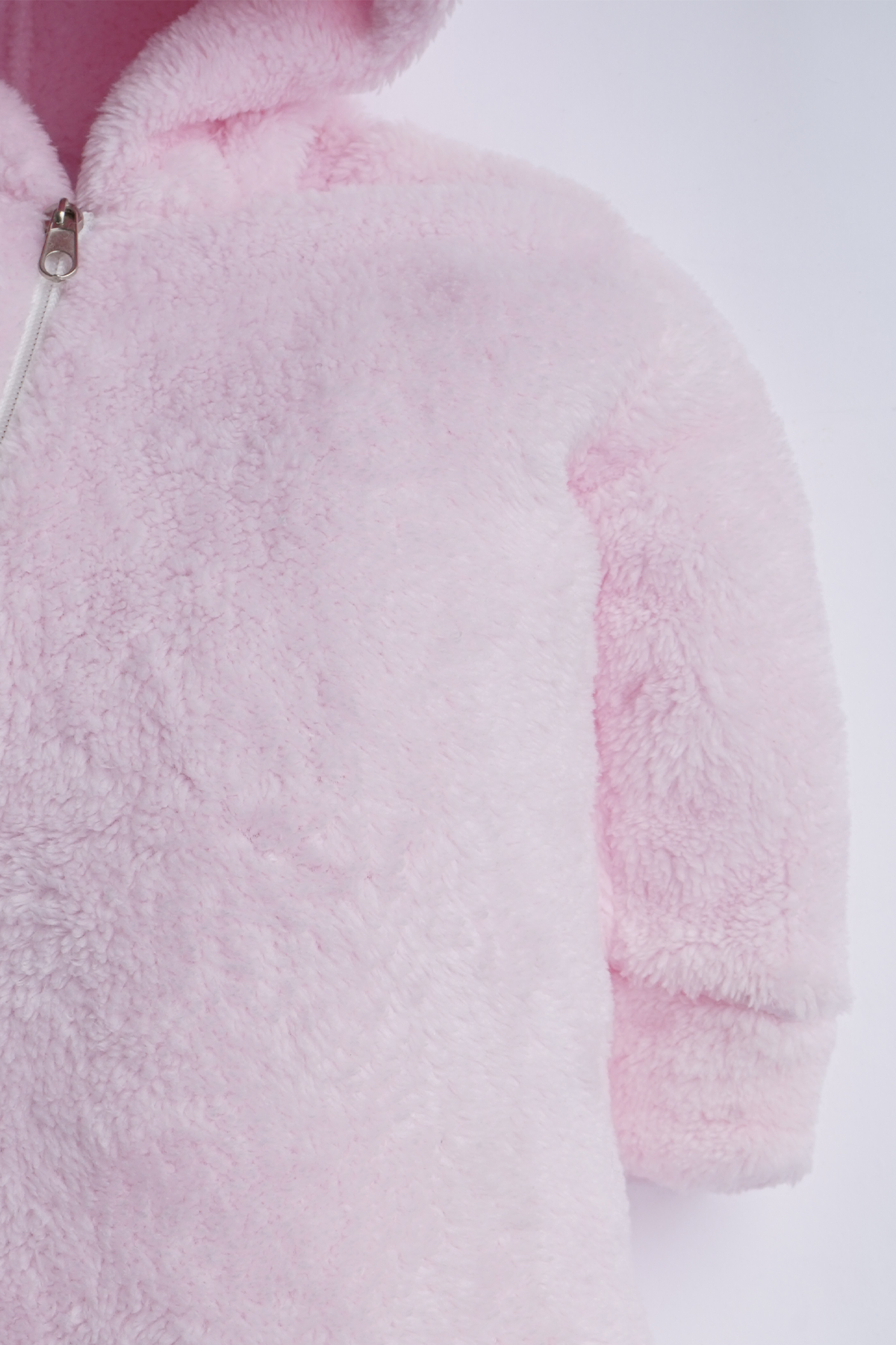 Kız Erkek Bebek Ve Çocuk Kapüşonlu Pembe Peluş Tulum