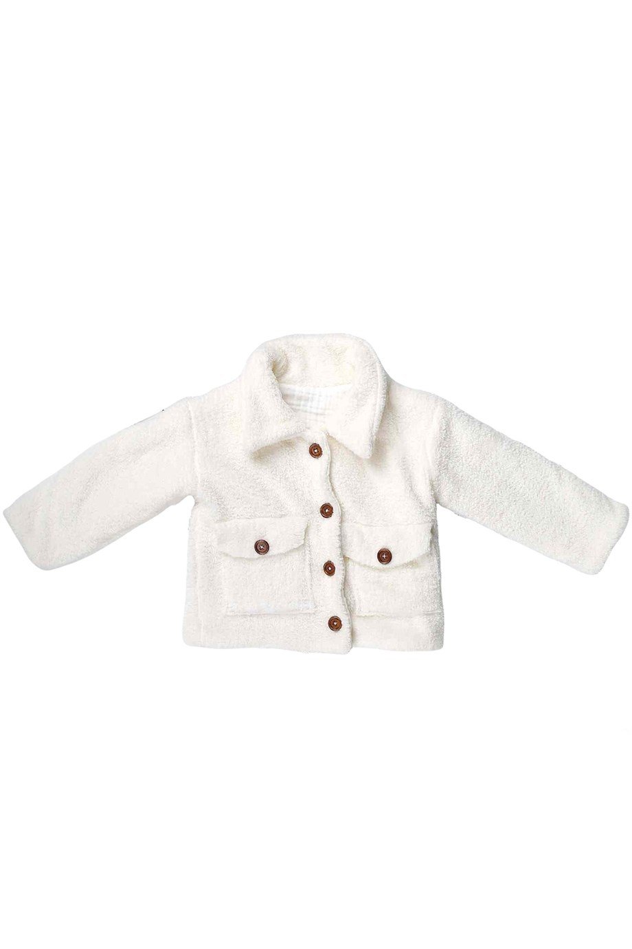 Peluş Kız Çocuk Yüzde Yüz Pamuk Müslin İç Astar Düğmeli Welsoft Mont