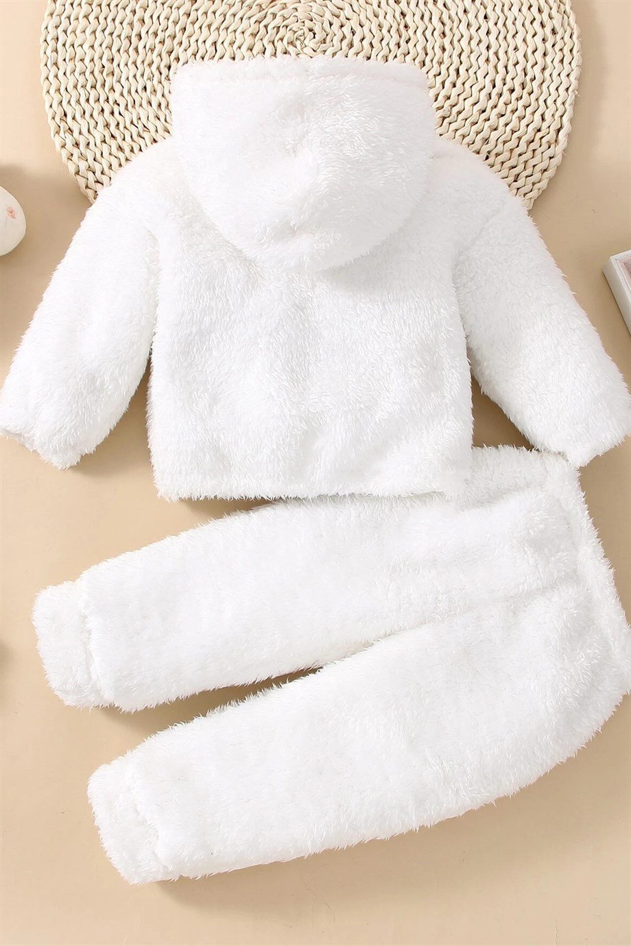 Unisex Peluş Kapüşonlu Weolsuft İkili Takım 