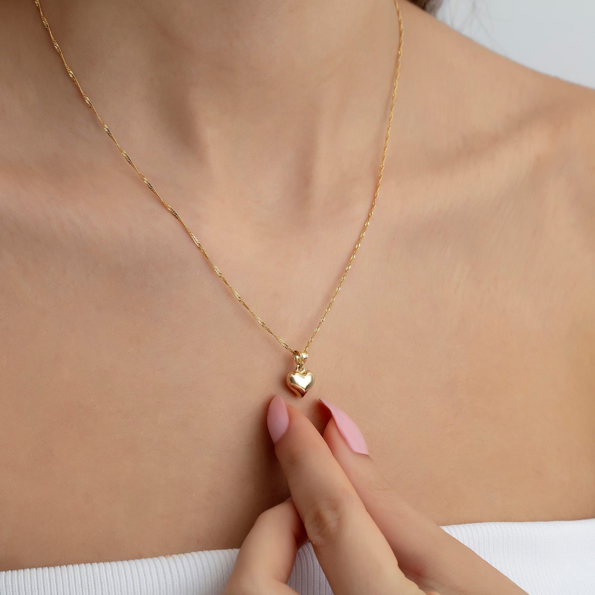  14 Ayar Altın Kalp Kolye 