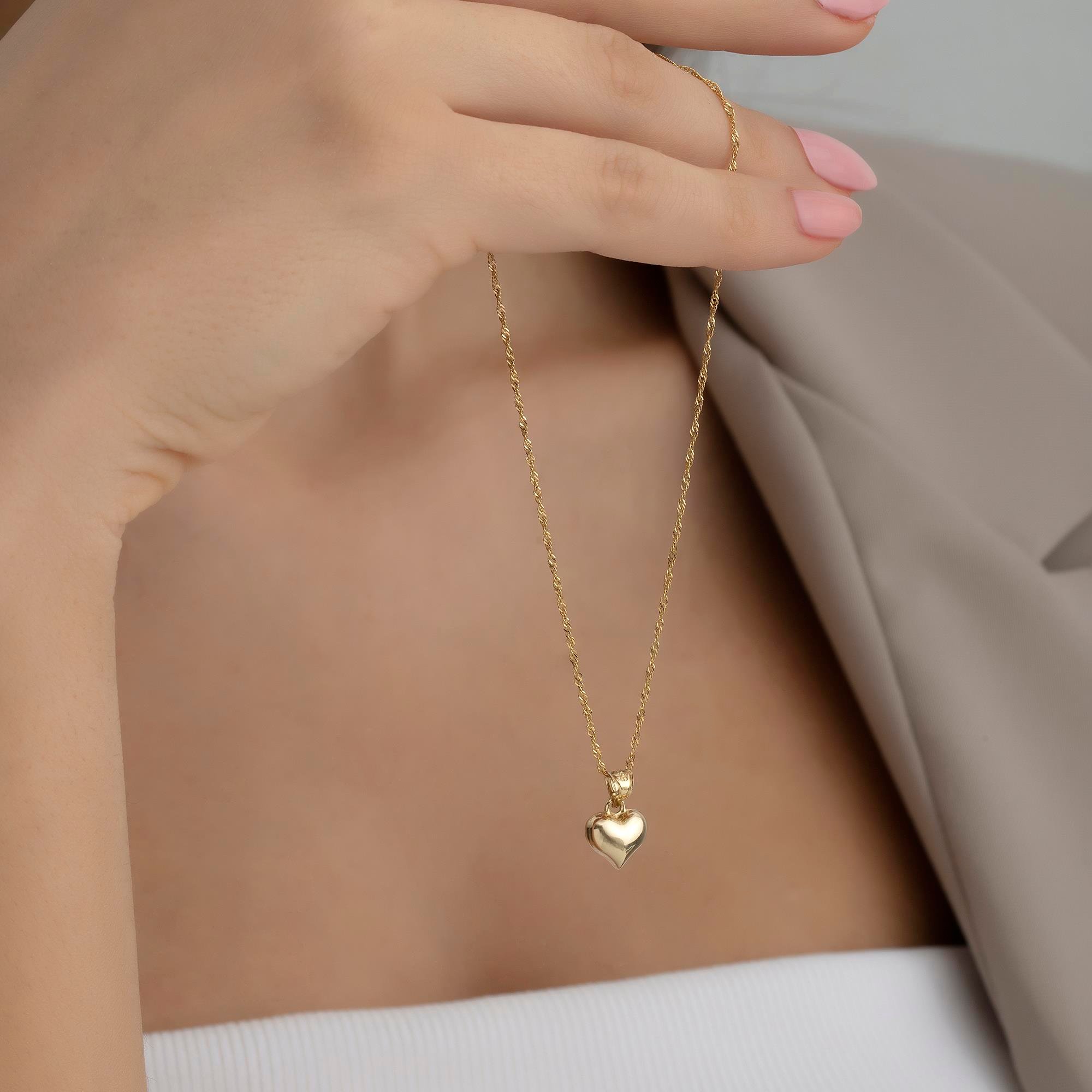  14 Ayar Altın Kalp Kolye 