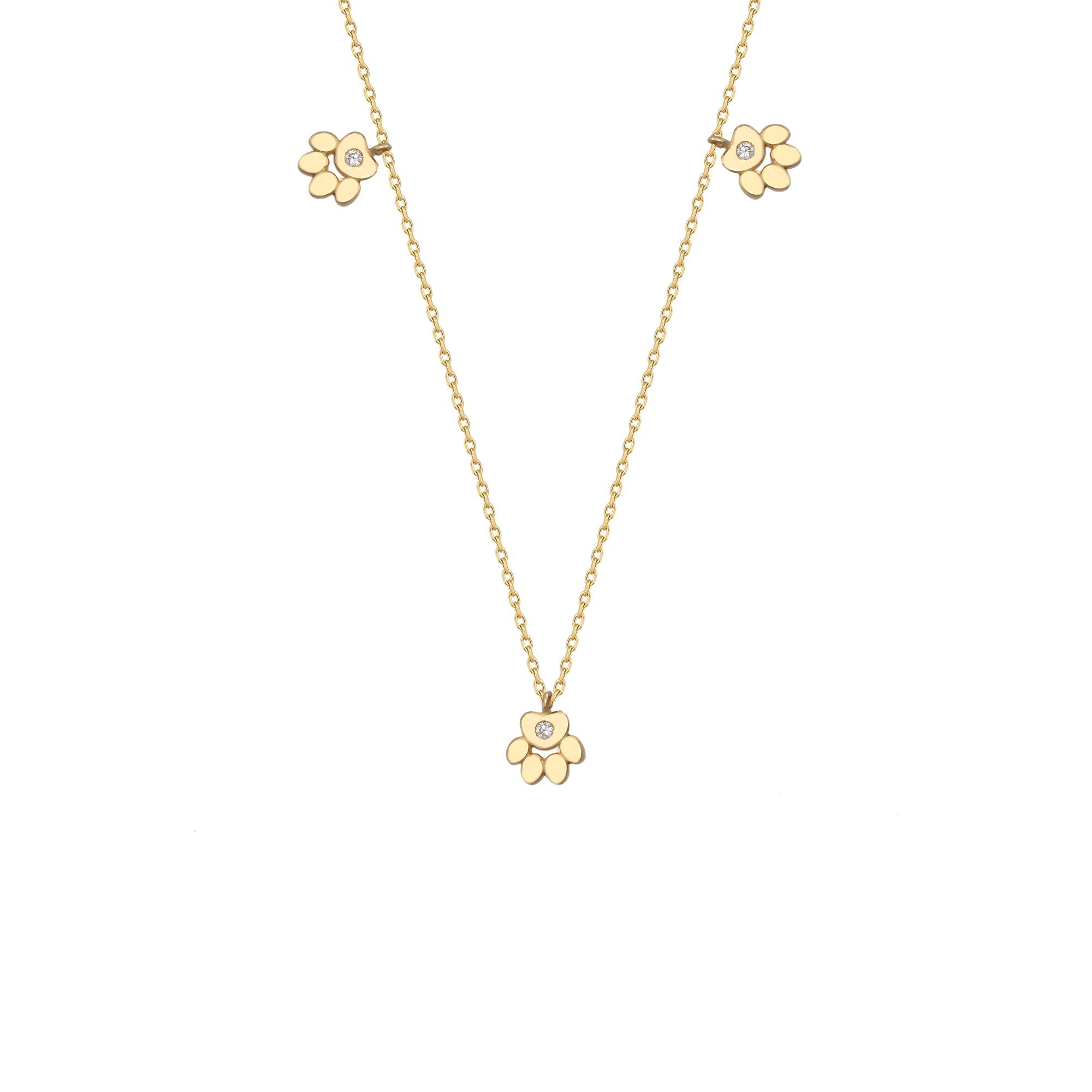 14 Ayar Altın 3'lü Patili Kolye