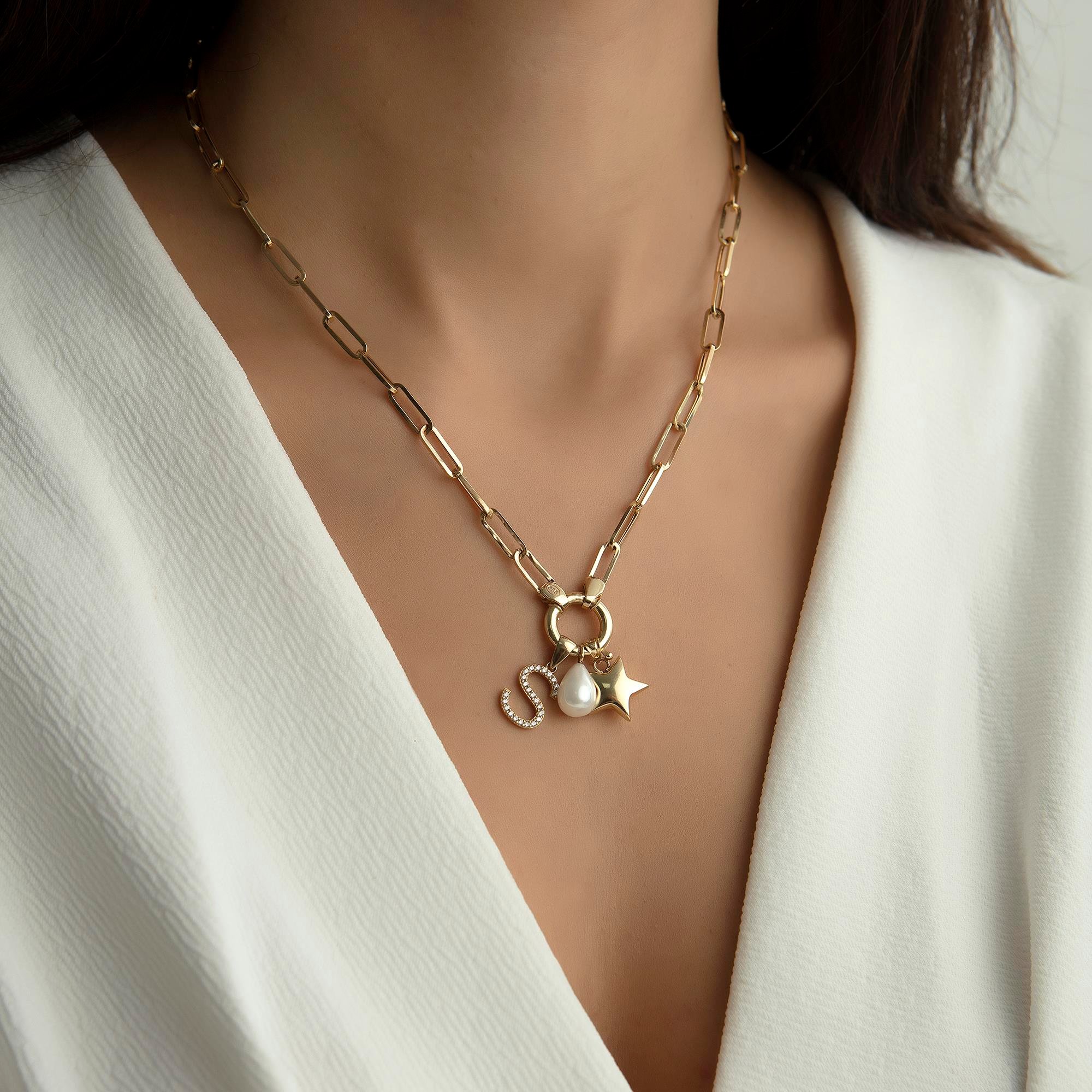 14K Gold Charm Personalized Necklace