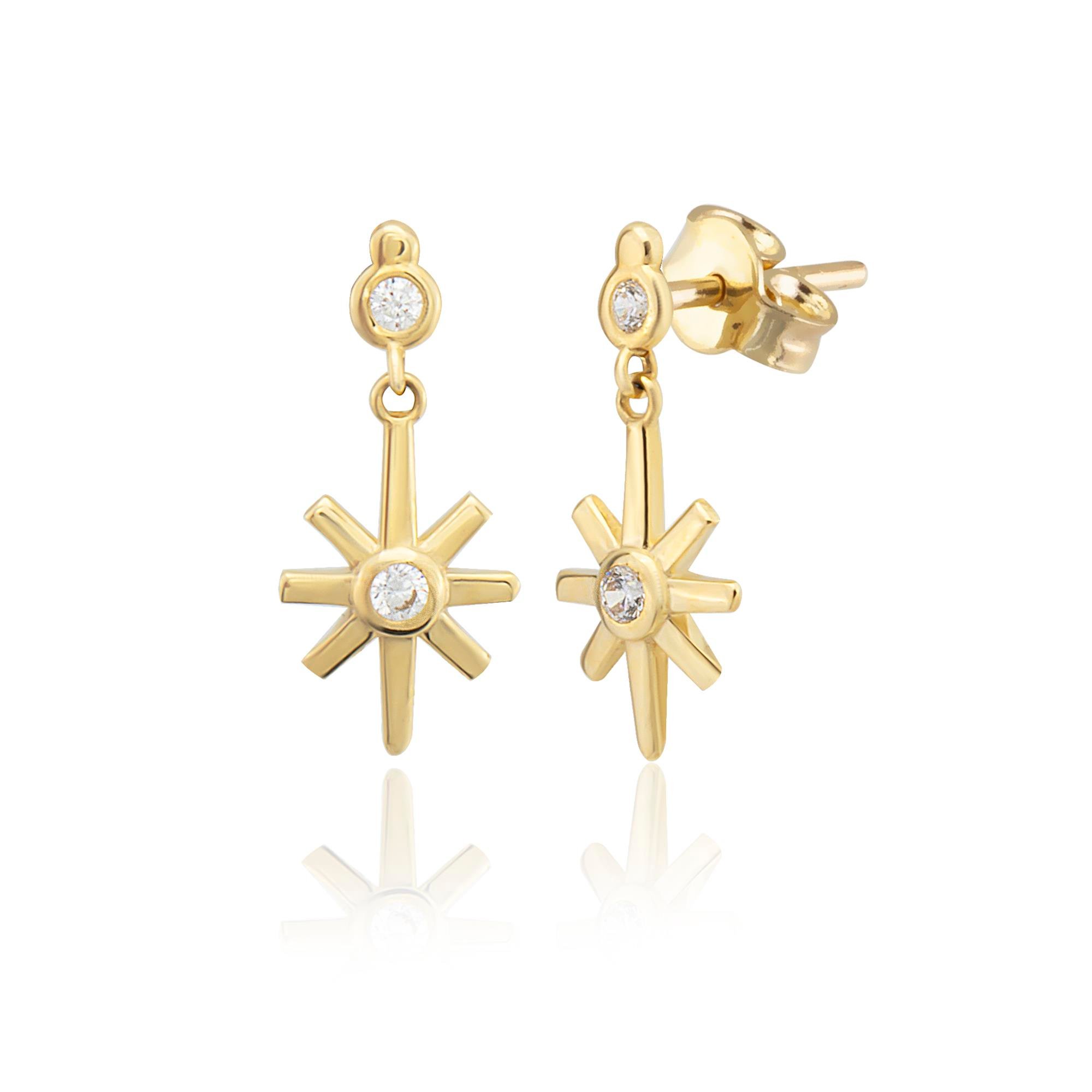 14K Gold Dainty North Star Earring