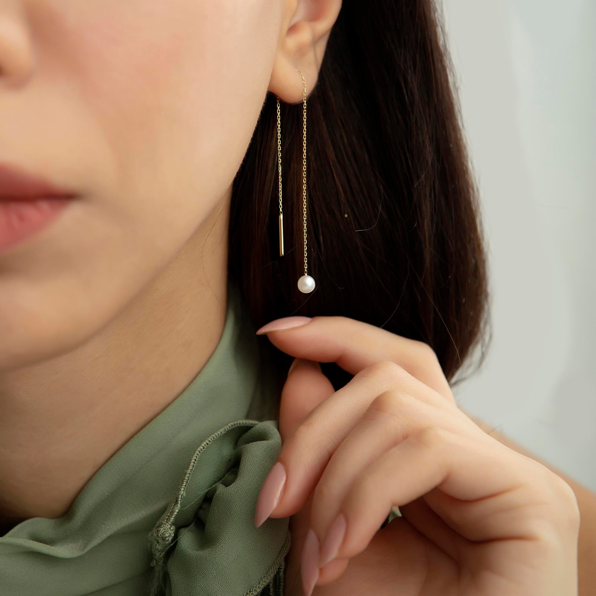 14 Ayar Altın Doğum Taşı Küpe 