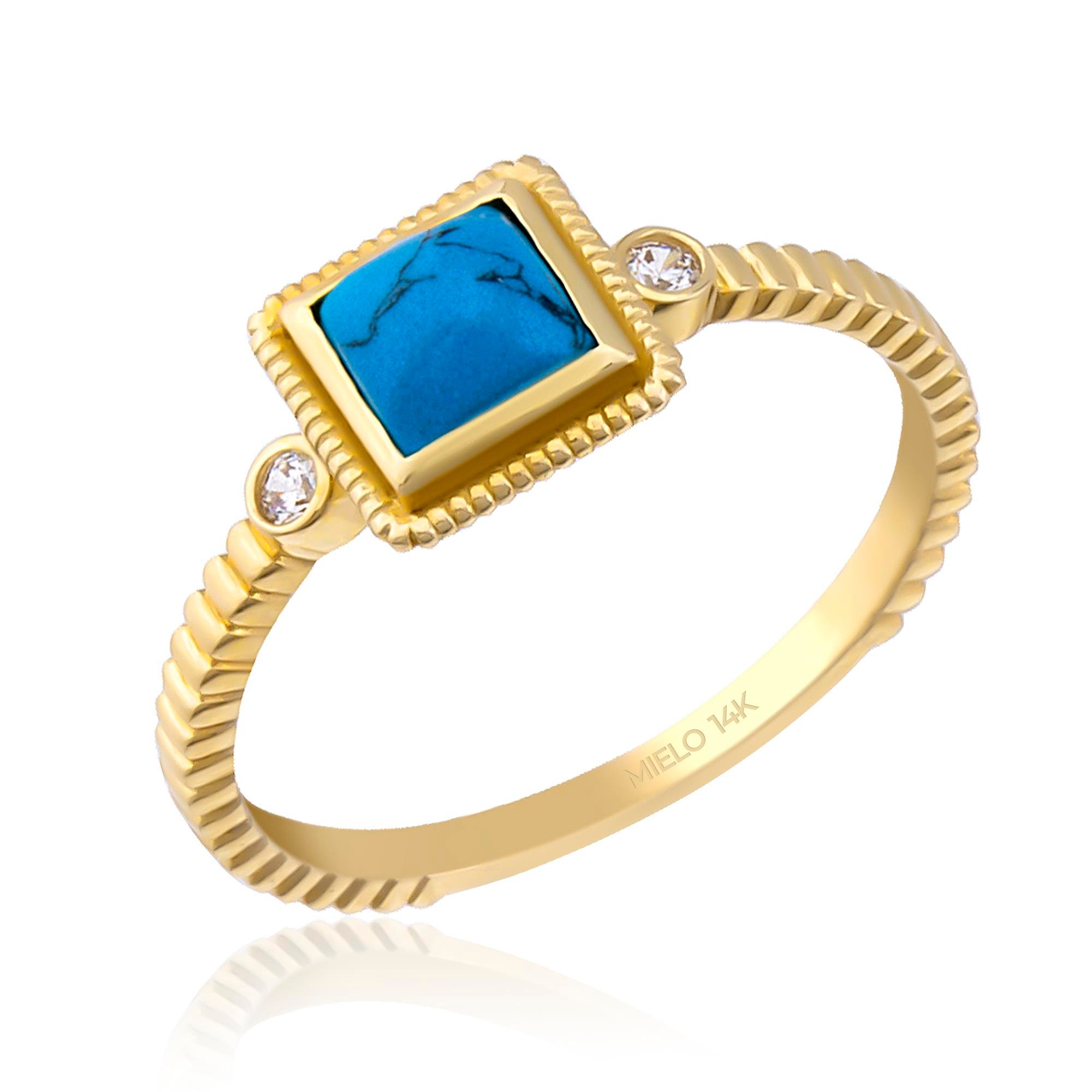 14 Ayar Altın Firuze Yüzük 