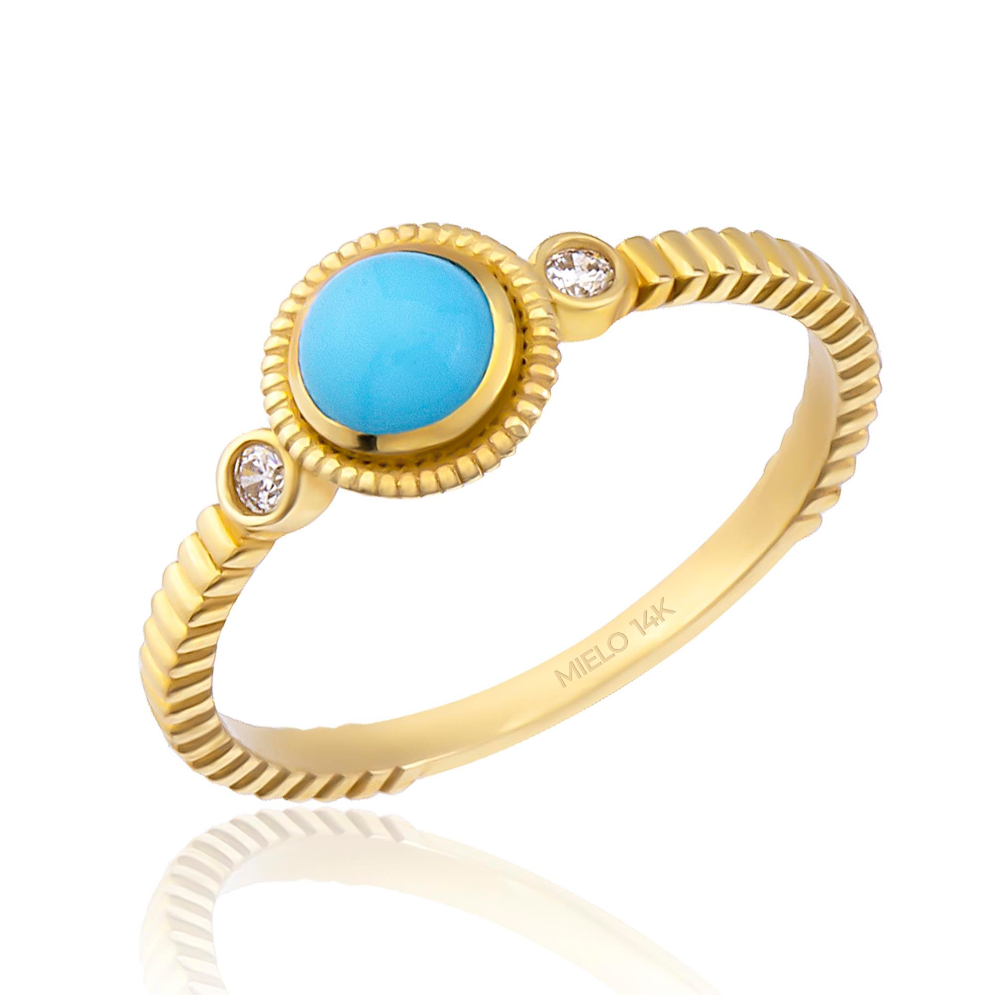 14 Ayar Altın Firuze Yüzük 