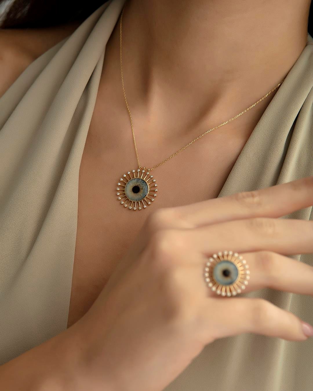 14K Gold Freya Eye Necklace